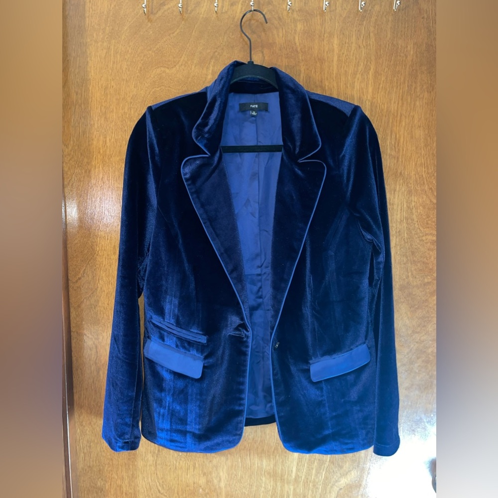 Navy Velvet Blazer (Vici) Size M